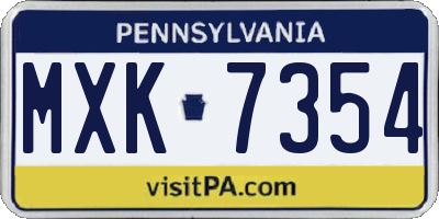 PA license plate MXK7354