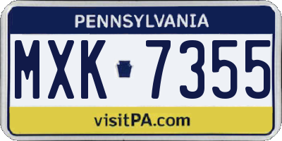 PA license plate MXK7355