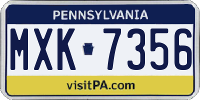 PA license plate MXK7356