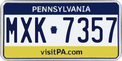 PA license plate MXK7357