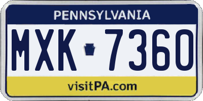 PA license plate MXK7360