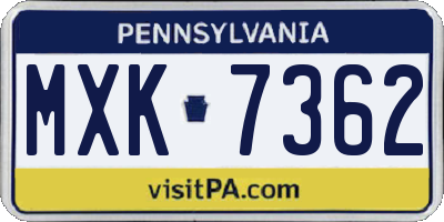 PA license plate MXK7362