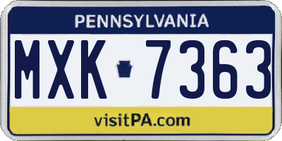 PA license plate MXK7363