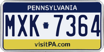 PA license plate MXK7364