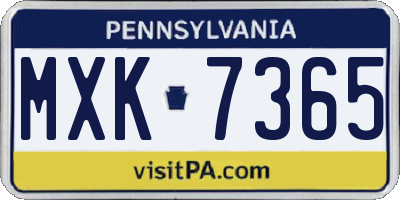 PA license plate MXK7365
