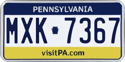 PA license plate MXK7367