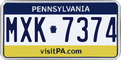 PA license plate MXK7374