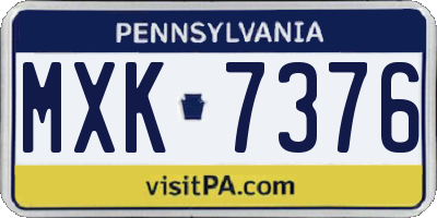 PA license plate MXK7376