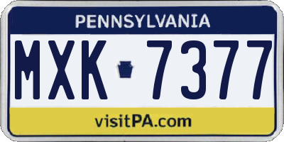 PA license plate MXK7377