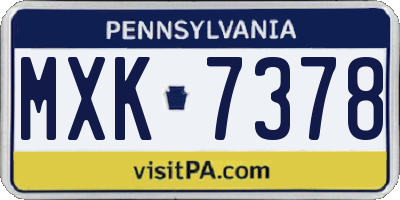 PA license plate MXK7378