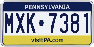 PA license plate MXK7381