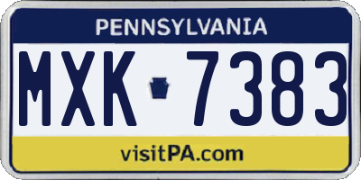 PA license plate MXK7383