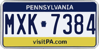 PA license plate MXK7384