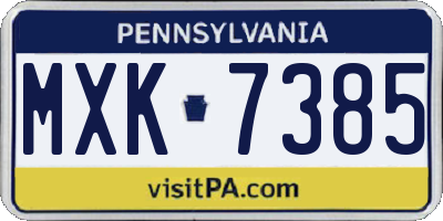 PA license plate MXK7385