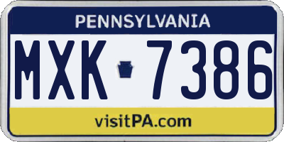 PA license plate MXK7386