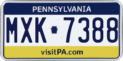 PA license plate MXK7388
