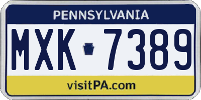 PA license plate MXK7389