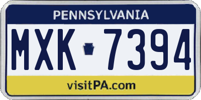 PA license plate MXK7394