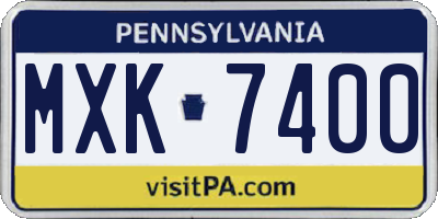 PA license plate MXK7400