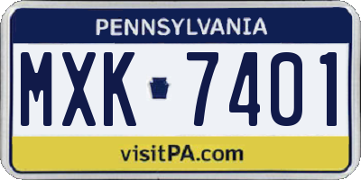PA license plate MXK7401