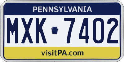 PA license plate MXK7402