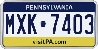 PA license plate MXK7403
