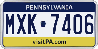 PA license plate MXK7406