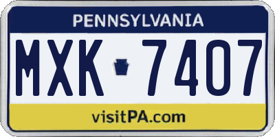 PA license plate MXK7407