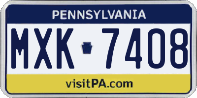 PA license plate MXK7408