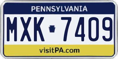 PA license plate MXK7409