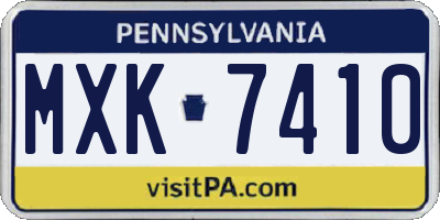 PA license plate MXK7410
