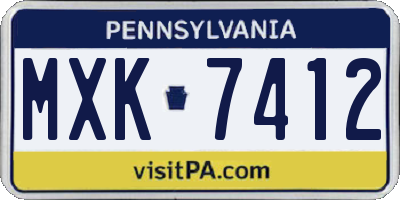 PA license plate MXK7412