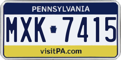 PA license plate MXK7415