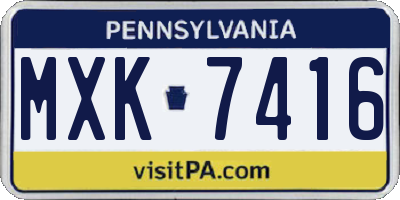 PA license plate MXK7416