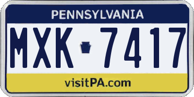 PA license plate MXK7417