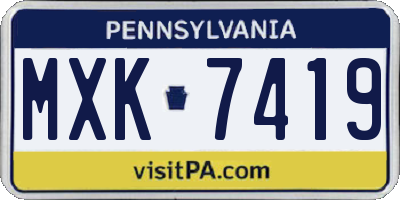 PA license plate MXK7419