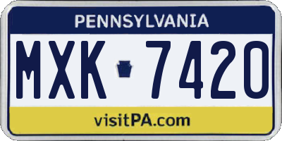 PA license plate MXK7420