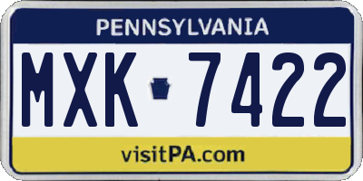 PA license plate MXK7422