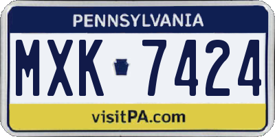 PA license plate MXK7424