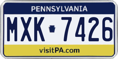 PA license plate MXK7426
