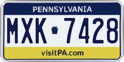 PA license plate MXK7428