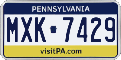 PA license plate MXK7429