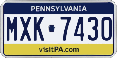 PA license plate MXK7430