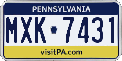 PA license plate MXK7431