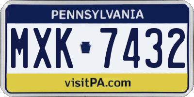 PA license plate MXK7432