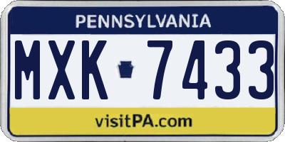 PA license plate MXK7433