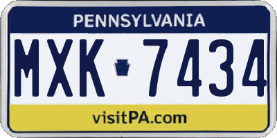 PA license plate MXK7434