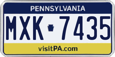 PA license plate MXK7435