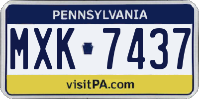 PA license plate MXK7437