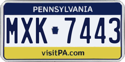 PA license plate MXK7443